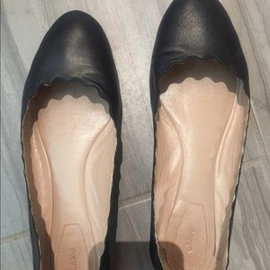 Chloe Lauren Scalloped leather ballet flats